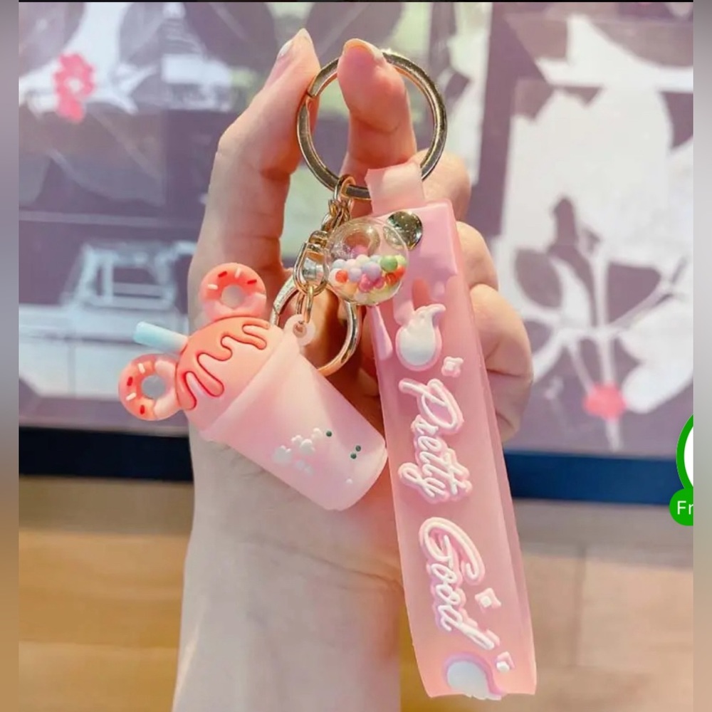 Playful Floating Ice Cream One Keychain
